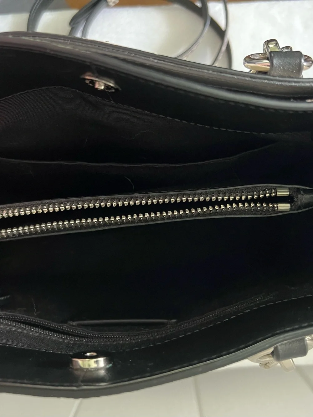Coach Cream Pebble Leather Satchel with Black Handles and Snake-Print Trim
